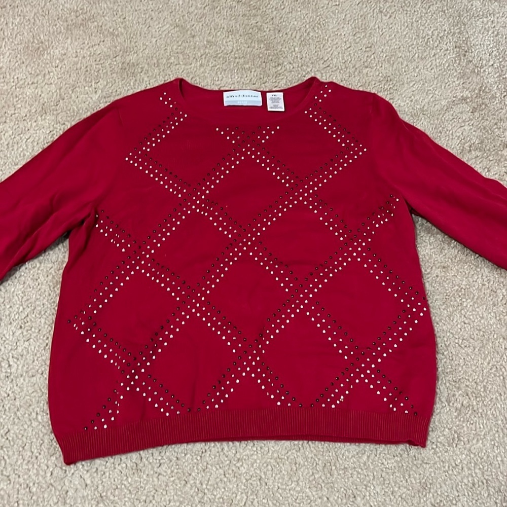 Alfred Dunner Red Crew Neck Sweater